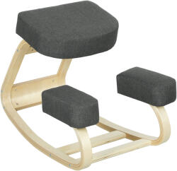 Vinsetto Scaun Ergonomic pentru Genunchi din Mesteacăn și Pernă Gri | Aosom Romania (921-589V00CG)