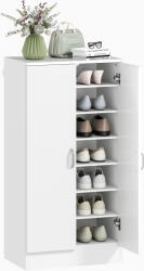 HomCom Raft de pantofi cu balamale Soft-Close, rafturi reglabile, dulap de 6 nivele pentru hol, intrare, pentru 14 perechi, 55 x 35 x 108 cm, placaj, Alb | Aosom Romania (837-626V90WT) Pantofar