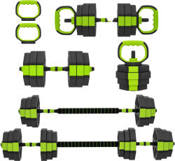 SPORTNOW Soozier Set de Ganterele Reglabile 4-în-1, Utilizabil ca Kettlebell, Bară, Ganteră, Suport pentru Flotări, Set Greutăți de 25 kg pentru Bărbați și Femei, Verde | Aosom Romania (A91-414V02GN)