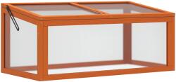 Outsunny Seră din Lemn și Policarbonat 90 x 46 x 40 cm Seră cu acoperiș impermeabilă pentru plante de grădină Pat de plantare Portocaliu | Aosom Romania (845-379V01ND)
