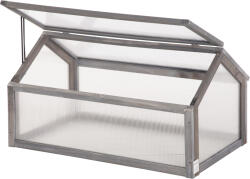 Outsunny Mini seră, Seră compactă din lemn, Plăci de policarbonat, Deschidere pentru ventilare, 90L x 52B x 49, 5H cm, Gri | Aosom Romania (845-671GY)