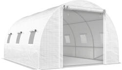 Outsunny Seră de Grădină Tip Tunel 4x3x2 m cu 2 Bare Detașabile, Uși Rulabile și Ferestre cu Plasă, Seră pentru Grădină de Legume și Flori, Structură din Oțel Zincat și Acoperire PE, Alb | Aosom Romania (84H-5