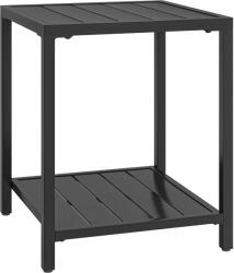Outsunny Măsuță laterală 45 x 45 cm, rezistentă la intemperii, masă de grădină cu design cu lamele, raft, picioare reglabile, suport 30 kg | Aosom Romania (84G-986V00BK) Masa de cafea