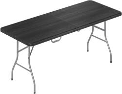 Outsunny Masă pliantă din HDPE masă de camping pliantă pentru exterior cu mâner capace antiderapante la picioare 180 x 74 x 74 cm, negru | Aosom Romania (A20-467V00BK)