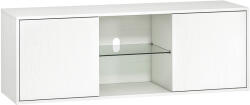 HomCom Mobilier Porta TV până la 55", Mobilier TV Suspendat sau pe Podea de 120 cm cu Uși Soft Close, Orificiu pentru Cabluri și Raft din Sticlă, pentru Sufragerie și Salon, Alb Efect Lemn | Aosom Romania (8