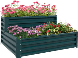 Outsunny Pat de flori înălțat fond deschis 2 etaje pentru plante aromatice legume fructe flori 120 x 101 x 58 cm verde | Aosom Romania (845-843V00GN)
