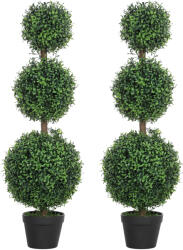 HomCom Lot de 2 arbori artificiali 101, 6 cm 3 bușoni de buxus topiaires plantă falsă verde PE cu ghiveci interior și exterior | Aosom Romania (830-960V02GN)