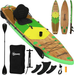 Outsunny Placă Paddle Surf Gonflabilă SUP Extra Lungă de 335 cm cu Scaun Vâslă Convertibilă Aripioare Pompă și Rucsac Capacitate 180 kg | Aosom Romania (A33-032V00BN)