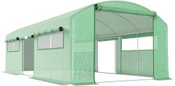 Outsunny Seră tip tunel 6x3x2 m cu 3 uși derulante 6 ferestre cu plasă și structură din oțel galvanizat Verde | Aosom Romania (84H-219V04GN)