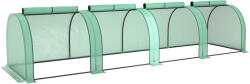 Outsunny Seră Portabilă Tip Tunel 4x1x0.8 m cu 4 Uși cu Fermoar, Acoperire PVC Rezistentă la Apă/UV | Aosom Romania (845-234V03GN)