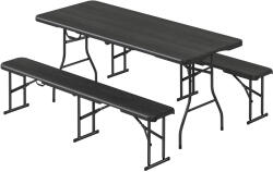 Outsunny Set masă pliantă și bănci de picnic 180 cm cu mânere de transport, negru | Aosom Romania (A20-469V00BK)