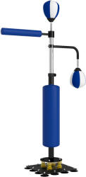 SPORTNOW Suport pentru sac, două speedball-uri, bară de box rotativă, pernă pentru lovituri, reglabil pe înălțime, oțel, 107 x 36 x 140-205 cm, Albastru | Aosom Romania (A91-249V00BU) Sac de box