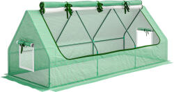 Outsunny Seră de Grădină cu 2 Ferestre Laterale și Fereastră Centrală Rulantă, din Oțel, PE și PP, 240x90x90 cm, Verde | Aosom Romania (845-770V00GN)