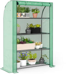 Outsunny Mini seră de grădină cu 4 etaje cu husă PE consolidată, ușă rulabilă și rafturi 120 x 50 x 170 cm, verde | Aosom Romania (845-938V00GN)