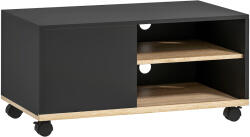 HomCom Dulap TV 42" Max cu 2 Rafturi deschise si Usa, Dulap TV Jos din PAL cu Roti, 80x45x39.5 cm, Alb | Aosom Romania (833-948V01BK)