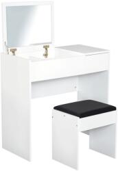 HOMCOM Tocador de Machiaj cu Taburet Masă de Machiaj cu Oglindă Capac Rabatabil și Cutii 80x40x79 cm și 40x30x40 cm | Aosom Romania (831-194BK)