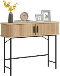 HOMCOM Consolă pentru Hol, cu Compartimente și Uși Glisante Tip Tambur, Picioare din Oțel, 100x30x80 cm, Stejar | Aosom Romania (837-510V80AK)