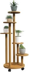 Outsunny Suport pentru plante din bambus rafturi rotunde pentru flori suport pentru ghivece de flori 5 nivele lemn natural | Aosom Romania (84H-092V00ND)