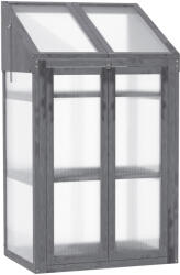 Outsunny Mini-seră, seră mică cu cadru din lemn, ferestre și uși duble, 3 rafturi, 70L x 50W x 120H cm, gri | Aosom Romania (845-672GY)