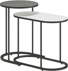 HomCom Set 2 Măsuțe de Cafea Suprapuse cu Cadru Metalic pentru Sufragerie și Birou, Gri și Alb | Aosom Romania (83B-514V00MX) Masa de cafea
