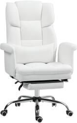 HomCom Scaun de birou ergonomic, înălțime reglabilă 48-56 cm, spătar cu înclinare, suport pentru picioare, alb | Aosom Romania (921-753V00WT)