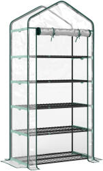 Outsunny Seră de grădină din PVC cu 5 rafturi, mini-seră de balcon, cadru din oțel, ușă cu fermoar, 90x49x193cm, transparent | Aosom Romania (845-937V00CR)