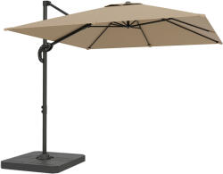 Outsunny Parasol cu braț lateral pătrat parasol de grădină exterior bază și plăci de umplere stâlp aluminiu protecție UV50+2, 4x2, 4m kaki | Aosom Romania (84D-475V00KK)