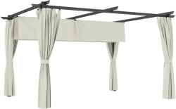 Outsunny Pergolă 3 x 3 m cu Copertină Retractabilă și Perdele, Adăpost de Soare UPF30+ pentru Grădină, Terasă, Exterior | Aosom Romania (84C-574V01CW)