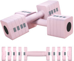 SPORTNOW Set 2 Gantere de 5 kg, Pătrate și Antiderapante cu Plăci Detașabile, din Oțel și ABS, 32x9x9 cm, Roz | Aosom Romania (A91-348V00PK)