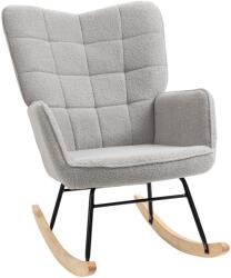 HOMCOM Fotoliu Balansoar de Interior Tapițat, Fotoliu Balansoar Relaxant din Blană cu Brațe, 71x98x101 cm, Gri Deshis | Aosom Romania (839-613V00LG) Balansoar