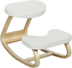 HOMCOM Scaun pentru genunchi, scaun ergonomic din lemn balansant, scaun pentru biroul de acasă, crem | Aosom Romania (921-791V00CW)
