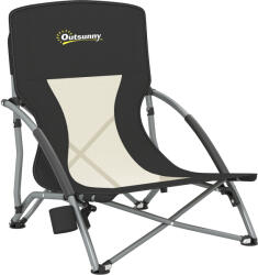Outsunny Scaun de plajă pliabil, scaun camping pliabil ușor, husă de transport, suport pentru pahar, 58 x 55 x 62 cm, negru | Aosom Romania (A20-512V00BK)