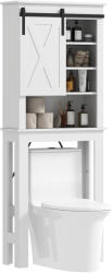 HomCom Mobilier WC deasupra toaletei cu ușă glisantă, cu 6 compartimente de depozitare, alb | Aosom Romania (834-802V00WT)