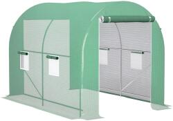 Outsunny Seră de Grădină Tunnel Suprafață Sol 6 m2 cadru Tubular consolidat Ușă cu fermoar 4 ferestre rulabile Verde | Aosom Romania (845-229V04GN)