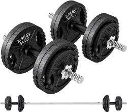 SPORTNOW Greutăți pentru Sală 2 în 1 de 42 kg cu 14 Discuri, Bară de Greutăți și Haltere, din Oțel, 180x24x24 cm, Negru | Aosom Romania (A91-425V00BK)