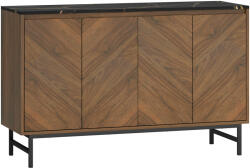 HomCom Mobilier TV, mobilier pentru televizor cu 4 uși, blat cu efect marmorat, rafturi reglabile, 120x39x76cm, nuc | Aosom Romania (83B-458V00WN)