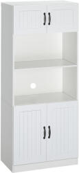 HomCom Mobilier de bucătărie Bufet Dulap, Stil rustic, 2 dulapuri, 2 rafturi, 70 cm x 40 cm x 170 cm Alb + Negru | Aosom Romania (835-684V90WT)