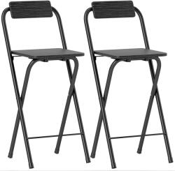 HomCom Set 2 Scaune de Bucătărie Pliabile cu Suport pentru Picioare din MDF și Oțel Negru | Aosom Romania (83A-242V00BK)