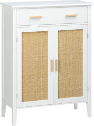 HomCom Mobilier pentru încălțăminte de depozitare cu 2 uși efect canelură sertar 80 x 35 x 110 cm alb | Aosom Romania (837-373V00WT) Pantofar