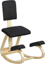 HOMCOM Scaun Ergonomic pentru Genunchi din Țesătură cu Aspect de In și Lemn de Mesteacăn, Negru | Aosom Romania (921-788V00BK)