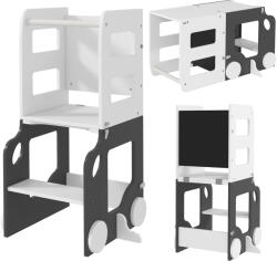 AIYAPLAY Scara Montessori 4 în 1 pentru Copii cu 2 Table și Set Masă și Scaun, din Lemn, 58x46x92 cm, Alb | Aosom Romania (315-004V80WT)