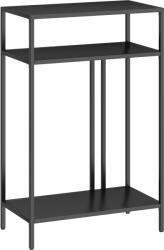 HOMCOM Consolă cu Rafturi Deschise pe 3 Niveluri, din Oțel, 55x30x85 cm, Negru | Aosom Romania (837-722V00BK)