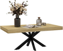 HomCom Măsuță de Cafea Industrială, Masă Dreptunghiulară cu Cadru din Oțel Încrucișat pentru Camera de Zi, 110x60x45 cm, Natural (839-982V00ND) Masa de cafea