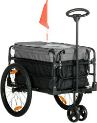 HomCom Remorcă de marfă cărucior 130 x 64 x 103 cm oțel Negru+Gri | Aosom Romania (B71-058GY)