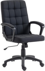 Vinsetto Scaun de birou rotativ tapițat în stofă cu aspect de in sintetic, înălțime reglabilă, basculant, spătar mediu, cotiere, negru | Aosom Romania (921-666V00BK)