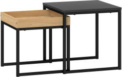 HomCom Set 2 Măsuțe de Cafea Moderne cu Picioare în Formă de U, Măsuțe de Sufragerie din Lemn și Oțel, 40x40x40 cm, Negru | Aosom Romania (83B-121V00BK) Masa de cafea