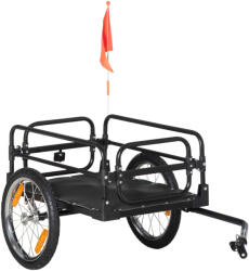 HomCom Remorcă de Transport pentru Bicicletă Demontabilă cu 2 Roți Reflectorizante și Steguleț Capacitate de 70L 125x64x53, 5 cm Negru | Aosom Romania (B71-054)