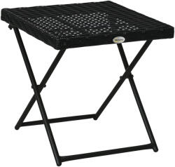 Outsunny Masuta pentru Gradina Pliabila din Ratan Sintetic si Otel, Masuta pentru Exterior Economie Spatiu 40x40x40cm, Negru (867-034V00BK) Masa de cafea