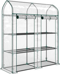 Outsunny Seră mică cu 3 niveluri, 2 uși rulou, cadru din oțel, husă din plastic, 143x46x165 cm, transparent | Aosom Romania (84H-556V00CR)