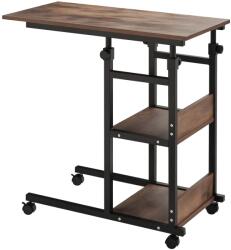 HomCom Masă auxiliară cu role, reglabilă pe înălțime, compactă, 2 rafturi, cadru metalic, 80x40x72-82 cm, Maro/Negru | Aosom Romania (833-800BN) Masa de cafea